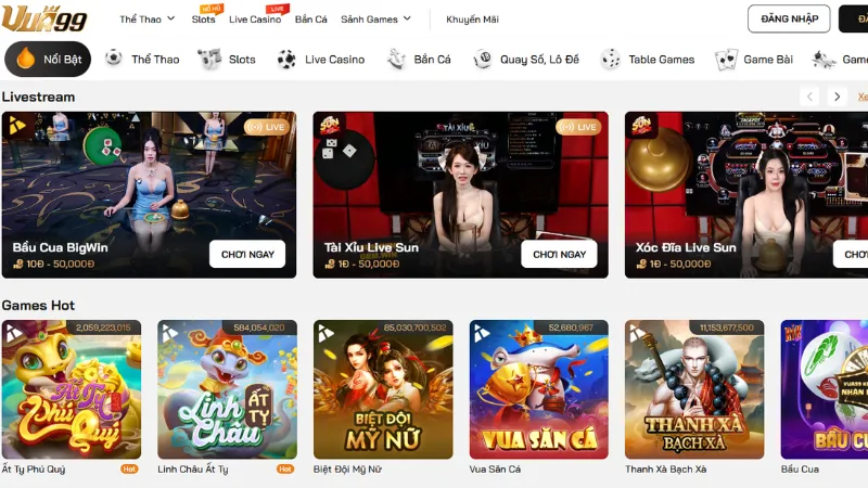 Vua99 là trang nhà cái cung cấp đa dạng các trò chơi đình đám